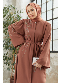 Taş Detaylı Abaya Camel