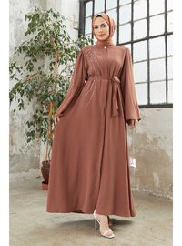 Taş Detaylı Abaya Camel