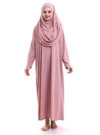 Tek Parça Namaz Elbisesi Gül Kurusu 5015
