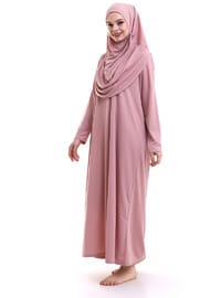 Tek Parça Namaz Elbisesi Gül Kurusu 5015