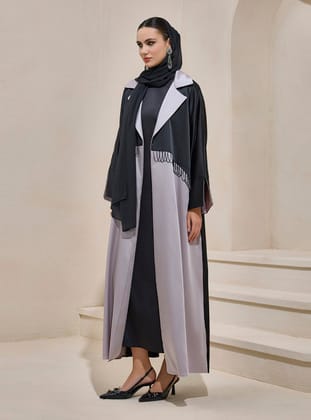 ELEGANT ABAYA - Siyah - Vizon - AL SHEIKHA