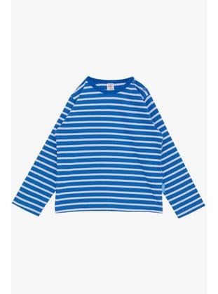 BREEZE Erkek Bebek Uzun Kollu Tişört Patlı Çizgili 9 Ay-3 Yaş, Mavi