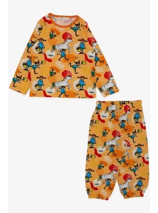 BREEZE GİRLS & BOYS Erkek Bebek Pijama Takımı Çılgın Kız Desenli 9 Ay-3 Yaş, Hardal Sarı