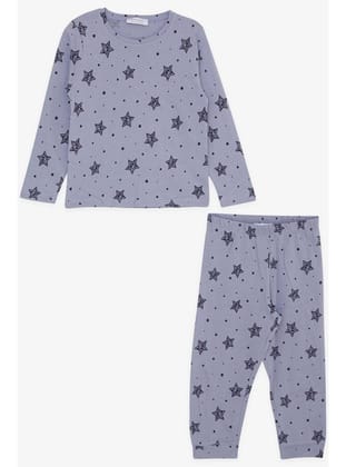 BREEZE Kız Çocuk Pijama Takımı Yıldız Desenli 1.5-5 Yaş, Lila