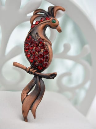 PAPAĞAN BROŞ - Bronz - Artbutika