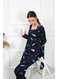 Lacivert Sabahlık Pijama Takım