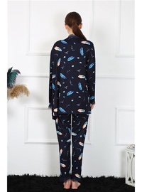Lacivert Sabahlık Pijama Takım