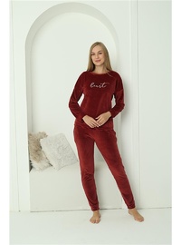 Kadife Pijama Takımı Bordo