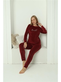 Kadife Pijama Takımı Bordo