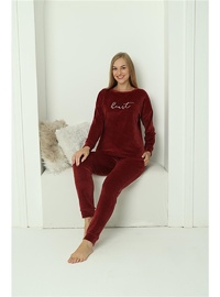 Kadife Pijama Takımı Bordo