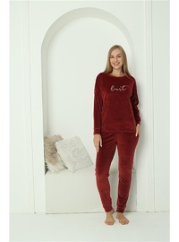 Kadife Pijama Takımı Bordo