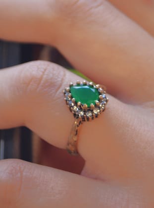 DAMLA ZÜMRÜT YÜZÜK - Yesil - Stoneage