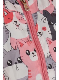 Kedicik Desenli Kız Çocuk Yağmurluk Çok Renkli