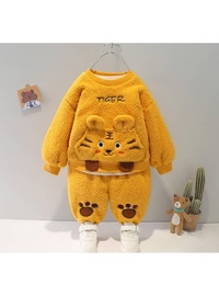 Desenli Çocuk Peluş Takım Sarı