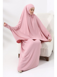 İki Parça Pratik Namaz Elbisesi 8016 Pembe