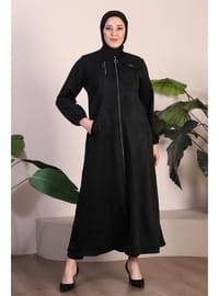 Büyük Beden Süet Uzun Pardesü Tam Boy Pardesu SİYAH