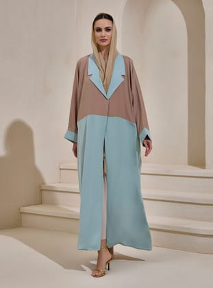 TWO COLOR ABAYA SET - Kahverengi - AL SHEIKHA