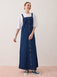 Pamuklu Denim Jile Elbise Mavi