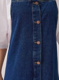 Pamuklu Denim Jile Elbise Mavi
