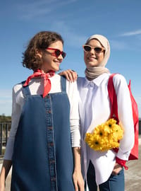 Pamuklu Denim Jile Elbise Mavi