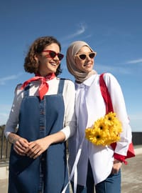 Pamuklu Denim Jile Elbise Mavi