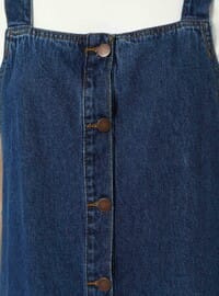 Pamuklu Denim Jile Elbise Mavi