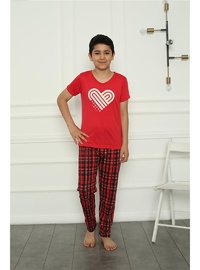 Çocuk Penye Pijama Takımı Kırmızı