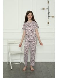 Kız Çocuk Pamuklu Pijama Takımı Beyaz