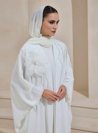 ELANA Abaya - Taş İşlemeli Beyaz