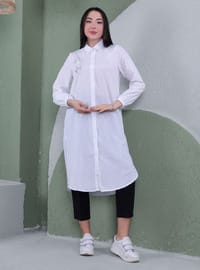 Taşlı Tunik - Beyaz