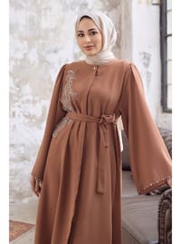 Lora Taşlı Abaya Camel