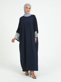 Lacivert Gri Abaya Payetli