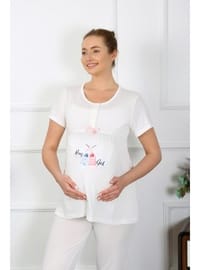 Hamile Pijama Takımı Ekru