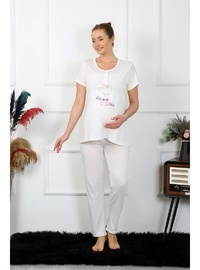 Hamile Pijama Takımı Ekru