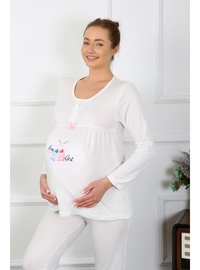 Hamile Lohusa Pijama Takımı Ekru