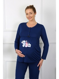 Akbeniz Kadın Uzun Kol Hamile Lohusa Pijama Takımı Lacivert