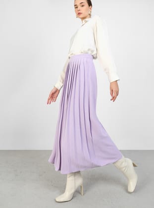 Pilise Detaylı Etek - Lila - Refka