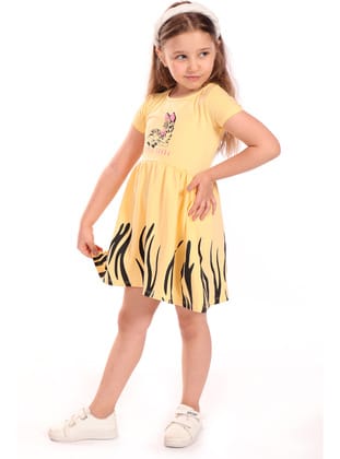 Toontoy Kız Bebek Baskılı Elbise