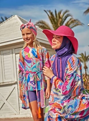 Çocuk Desenli Renkli Kimono P2425