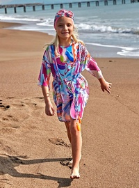 Çocuk Desenli Renkli Kimono