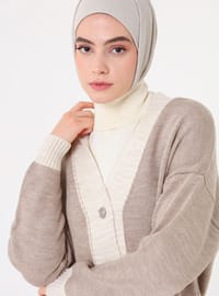 Hırka Pantolon İkili Triko Takım Kahve Bej Refka