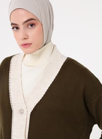 Hırka Pantolon İkili Triko Takım Haki Bej Refka