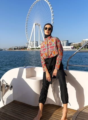 Remsa Önü Kapaklı Paraşüt Tam Kapalı Tesettür Mayo R102 Arzu
