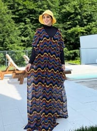Desenli Pareo-Kaftan Turuncu