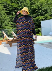 Desenli Pareo-Kaftan Turuncu