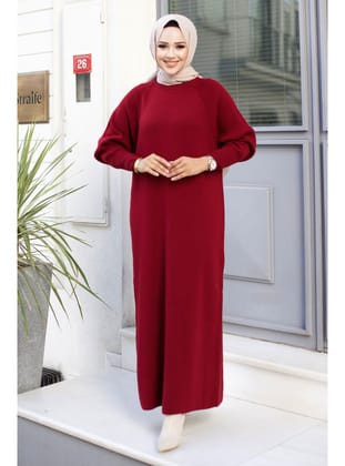Reglan Kol Triko Elbise TSD240725 Bordo