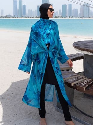 Remsa Tesettür Mayo Üzerine Tek Kaftan Kimono Pareo RP014 Berrin