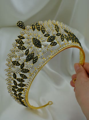 DÜĞÜN NİŞAN KINA GELİN TACI- Gold Rengi - Artbutika