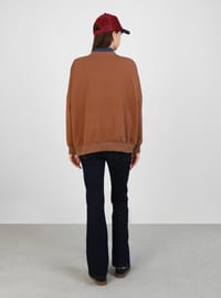 Baskılı Oversize Sweatshirt Taş rengi Benin