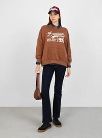 Baskılı Oversize Sweatshirt Taş rengi Benin